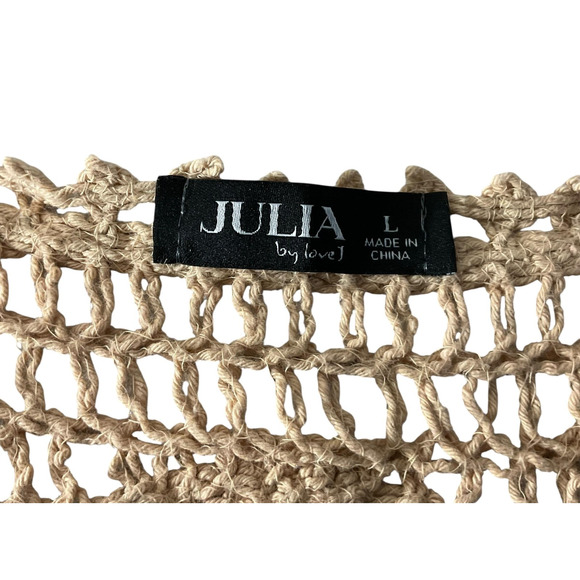 NWT Julia by LoveJ Womens Large Green Beige Crochet Vests Set Boho Sleeveless - Picture 4 of 13